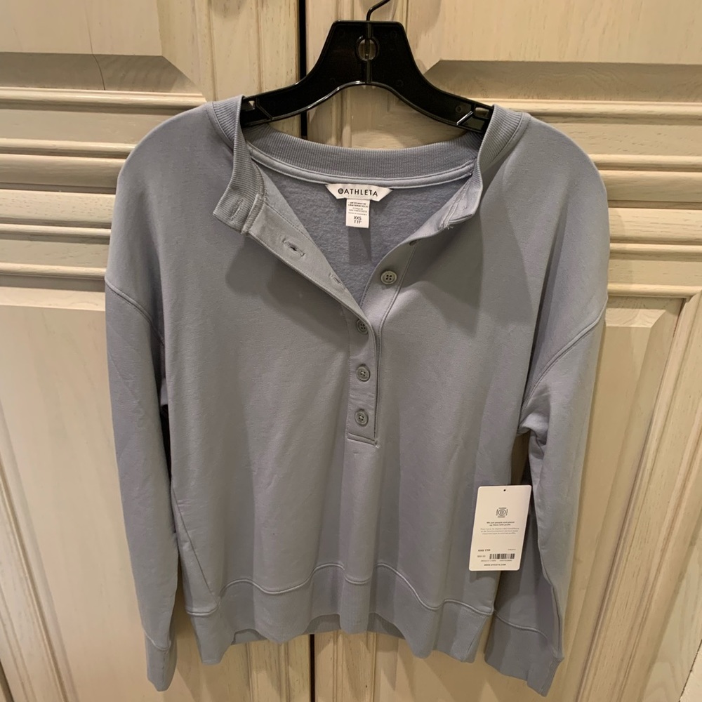 Athleta Henley Sweatshirt in Blue Star